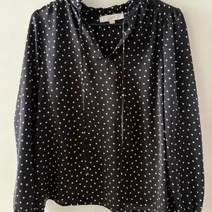 LOFT Black and White Polka Dot Blouse